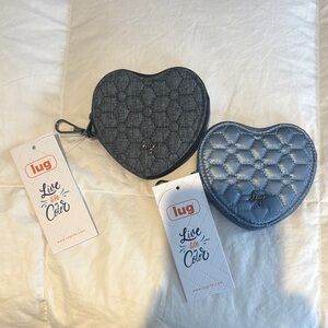 Lug Heart-Shaped Coin Purses in Gray and Blue